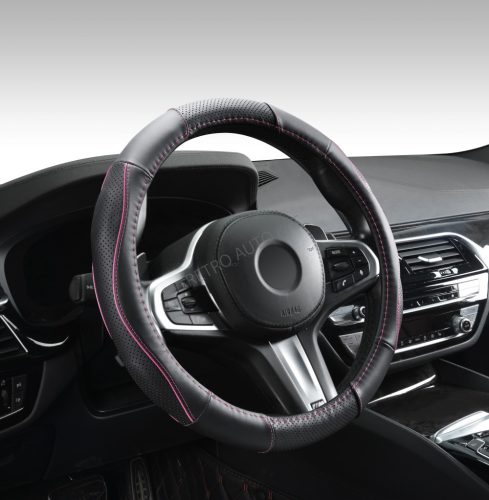 Kormányvédő bőr 38 cm ROSE magenta varrás Autolife