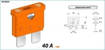 Biztosíték késes sima 40A MTA