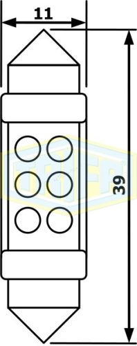 12V Led6 5W sofita 39x10 piros  Trifa izzó