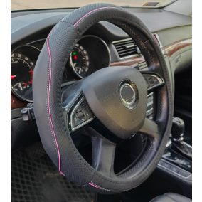 Kormányvédő műbőr 38 cm fekete-rózsaszín  Autolife