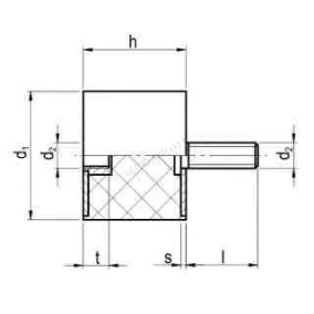 Gumibak univerzális M8 d40mm h40mm 1csavaros Gufero