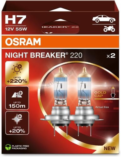 H7 55W OSRAM +220% OSRAM 2db Night Breaker 