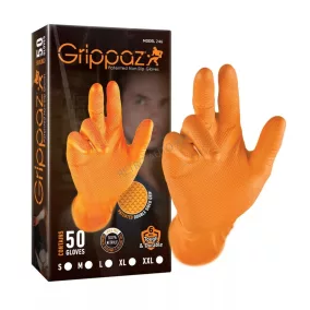 Kesztyű gumi dobozos nitril narancs L Grippaz 50db/doboz