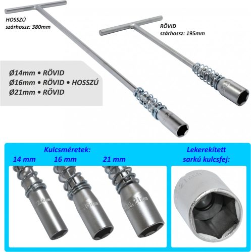 Gyertyakulcs 21-es rugós erősített