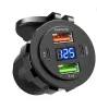 USB töltő aljzat beépíthető 2 USB/ 2 type-c  voltmérővel 12-24v