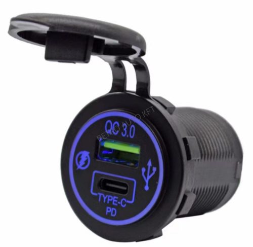 USB töltő aljzat beépíthető 3A USB/type-c  Autolife